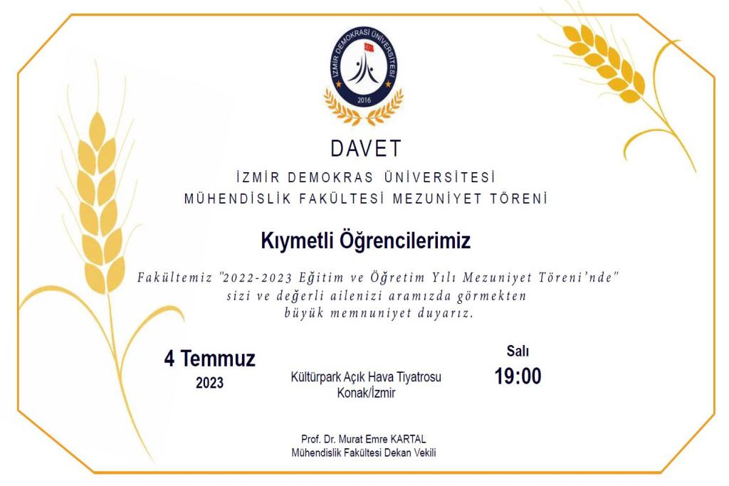 2023 Mezuniyet Törenimize Davet